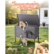 Bild in Galerie-Viewer laden, Amocart Heated Cat House Insulated Wooden House for Outdoor Cats with Heating Pad Openable Asphalt Roof for 1-3 Cats in Winter