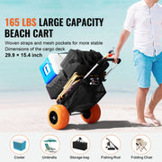 Load image into Gallery viewer, Beach Dolly with Big Wheels for Sand 165LBS Folding Cart with Cargo Deck Solid Wheel Adjustable Height Cart for Beach