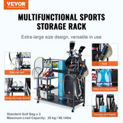 Load image into Gallery viewer, SucceBuy Golf Storage Garage Organizer Other Sports Equipment Storage Rack Outdoor Sport Gear and Toy Storage with Baskets&Hooks - AMOCART