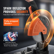 Load image into Gallery viewer, 2800W Chop Saw 14"/355mm Blade Diameter Cut Off Saw 1200RPM Steel Cutting Machine 0-45° Adjustable Dry Cut Chop Saw