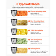 Load image into Gallery viewer, SucceBuy Electric Cheese Grater Salad Maker 200W Salad Shooter Electric Vegetable Slicer Shredder Chopper for Fruits with 5 Att