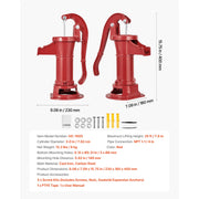Load image into Gallery viewer, SucceBuy Well Hand Pitcher Pump 25 ft Maximum Lift Cast Iron NPT 1-1/4 in Connection for Garden Pond Farm Red/Black/Yellow/Green