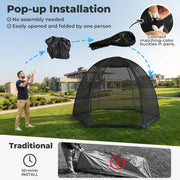 Load image into Gallery viewer, Pop Up Screen House Tent 10x10 FT, Snap-fit Black Mesh Screen Gazebo with Peaked Roof, Portable Screen Room Canopy Shelter with Sandbags for Camping, Backyard, Picnic