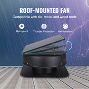 Load image into Gallery viewer, SucceBuy Solar Attic Fan 40W 1230 CFM Large Air Flow Solar Roof Vent Low Noise and Weatherproof with Smart Adapter for Home - AMOCART