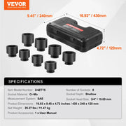 Load image into Gallery viewer, Amocart Axle Nut Impact Socket Set 3/4" Drive 6-Point 8-Piece SAE Spindle Nut Socket Set CR-MO Heat Treated Large Socket Set