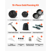 Load image into Gallery viewer, SucceBuy 19PCS Gold Panning Kit 10in and 14in Pans with Classifier Sieves Sand Magnet Rock Pick Scoops for Outdoor Gold Recovery - AMOCART