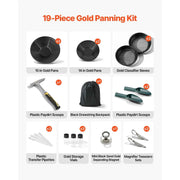 Load image into Gallery viewer, Amocart 19PCS Gold Panning Kit 10in and 14in Pans with Classifier Sieves Sand Magnet Rock Pick Scoops for Outdoor Gold Recovery
