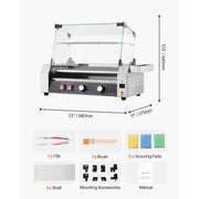 Load image into Gallery viewer, SucceBuy 5 7 11 Rollers Hot Dog Roller Stainless Steel Sausage Grill Cooker Commercial Hot Dog Machine with Dual Temp Control - AMOCART