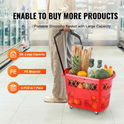 Charger l'image dans la visionneuse de galerie, Amocart 6PCS Shopping Baskets 39L Rolling Shopping Carts with Handles & Wheels Portable for Supermarkets Retail Stores Grocery