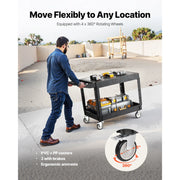 Load image into Gallery viewer, SucceBuy 550 lbs Utility Service Cart Two-Shelf Plastic Hand Dolly Cart with 360° Swivel Wheels for Warehouse Garage Cleaning - AMOCART