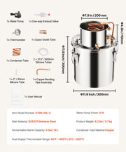Bild in Galerie-Viewer laden, SucceBuy Alcohol Still 3 5 8Gal Stainless Steel Water Alcohol Distiller with Copper Coil Home Brewing Refining Fermentation Kit