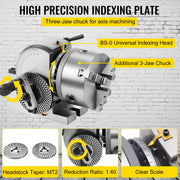 Load image into Gallery viewer, SucceBuy Dividing Head 5Inch 3 Jaw Precision Semi Universal Dividing Head for Milling Machine Rotary Table Tailstock Milling Set
