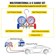 Load image into Gallery viewer, SucceBuy 3CFM 1/4HP Single Stage Air Vacuum Pump HVAC R134a R12 R22 R410a A/C Refrigeration Kit AC Manifold Gauge R134 Can Tap