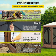 Load image into Gallery viewer, SucceBuy Pop-up Camping Gazebo Camping Canopy Shelter 6 Sided 12' x 12' / 10' x 10' Sun Shade Tents & Canopies Camping & Hiking