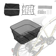 Bild in Galerie-Viewer laden, SucceBuy Rear Bike Basket Wire Mesh Bicycle Basket with Waterproof Cover Durable Metal Bike Back Basket Fits Most Rear Bike Rack