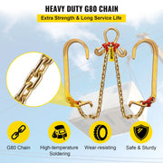 Load image into Gallery viewer, SucceBuy G80 V Bridle Chain 5/16" x 2' Towing Chain Bridle with 15" J & T & Grab Hooks Chain Bridle for Flatbed Truck Transport - AMOCART