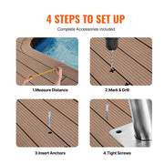 Bild in Galerie-Viewer laden, Amocart Pool Handrail Stainless Steel with Base Plate for Indoor/Outdoor Swimming Pool Safety Railing w/ Grip Cover for Decks