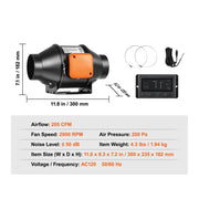 Load image into Gallery viewer, 【Premium】SucceBuy Inline Duct Fan 4/8In Quiet EC-motor Ventilation Exhaust Fan with Temperature Humidity Controller for Cooling