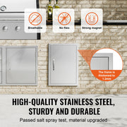 Load image into Gallery viewer, SucceBuy BBQ Access Door Stainless Steel Flush Mount Door Wall Vertical Door w/ Recessed Handle Grilling Station Outside Cabinet