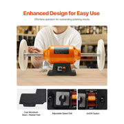Charger l'image dans la visionneuse de galerie, Amocart 1/2HP Bench Buffer Polisher 8inch 1725RPM/3450RPM Dual Speed with 2PCS Cotton Wheels Cast Iron Base for Metal Jewelry