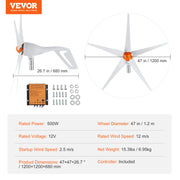 Load image into Gallery viewer, SucceBuy Wind Turbine Generator 12V 500W/800W Wind Turbine Wind Power Generator with MPPT Controller Suitable for Home Farm RVs