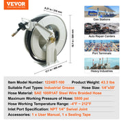 Load image into Gallery viewer, SucceBuy 33/50/66ft Fuel Hose Reel Extra Long Retractable Spring Driven Auto Swivel Rewind for Auto Repair Heavy Industries - AMOCART