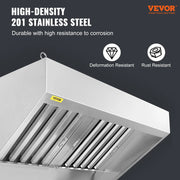 Charger l'image dans la visionneuse de galerie, Amocart 4/5/6/7/8/9FT Commercial Exhaust 201 Stainless Steel Concession Hood Under Cabinet Range Hood Kitchen Vent Hood Sliver