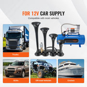 Bild in Galerie-Viewer laden, SucceBuy Zug-Hupen-Kit, 4-Klang-Luftdruckhorn-Kit, 150 dB Zug-Hupen, 12 V Luftkompressor mit 3/6/10L Tank, für Pickup-Trucks und Züge