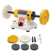 Load image into Gallery viewer, SucceBuy Bench Buffer Polisher 1/2HP 0 to 8000RPM with 2PCS4" Cotton Wheel 3PCS 3" Abrasive Fiber Wheels Compound for Metal Wood