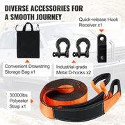 Bild in Galerie-Viewer laden, Amocart Off-Road Winch Recovery Kit W/30000 lbs Polyester Tow Strap 44,092 lbs D-Ring Shackles Storage Bag for ATV Jeep