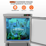 Load image into Gallery viewer, Amocart 28in 48in Undercounter Worktop Refrigerator Stainless Steel Refrigerated Food Prep Station Fan Cooling for Bar