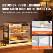 Load image into Gallery viewer, SucceBuy 2-Tier Commercial Food Warmer Display 800W Display Warmer 86℉~185℉Temperature 58L Hamburger Pizza Bread Fried Chicken - AMOCART
