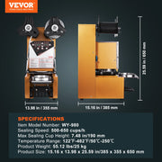 Bild in Galerie-Viewer laden, Amocart Fully Automatic Cup Sealing Machine 500-650 Cups/H Cup Sealer Machine fit 190mm Tall & 90/95mm Cup for Milk Boba Tea