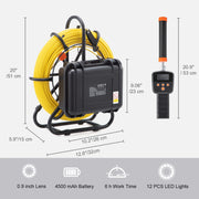 Load image into Gallery viewer, Amocart Sewer Camera 9" Pipeline Inspection Camera w/DVR Function w/12 Adjustable LED and 16 GB SD Card with 512Hz Locator IP68