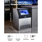 Charger l'image dans la visionneuse de galerie, SucceBuy Machine à glaçons commerciale 80lbs-440lbs/24H en acier inoxydable avec écran LED et autonettoyage pour bar et maison