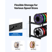 Bild in Galerie-Viewer laden, SucceBuy 2-Tier Wall Mount Printer Filament Storage Rack with Wheels Rolling Filament Spool Holders for 3D Printing Studio