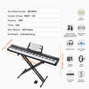 Load image into Gallery viewer, Amocart 88 Key Digital Piano Keyboard Semi Weighted Keys Full Size Electric Portable Keyboard Piano Set 1000 Tone for Beginners