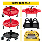 Load image into Gallery viewer, SucceBuy Rolling Garage Stool Car Detailing Stool Adjustable Height Mechanic Seat With Tool Tray Workshop Auto Repair Shop Stool