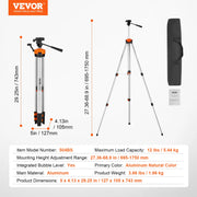 Load image into Gallery viewer, SucceBuy Laser Level Tripod 1/4"-20 & 5/8"-11 Thread Mount 40.94-133.85in Height Adjustment with Level Bubble & Heavy-duty Stand
