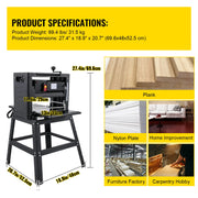 Charger l'image dans la visionneuse de galerie, Amocart Electric Planer 12.5/13 inch Thicknesser Wood Planer With Stand & Dust Exhaust 1800W 8000RPM for Woodworking Power Tool