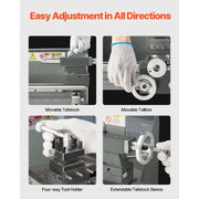Load image into Gallery viewer, Amocart 8x16in 550W Benchtop Lathe Machine Variable Speed & 0.0003in Spindle Accuracy Metal Gear for Processing Precision Parts