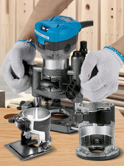 Bild in Galerie-Viewer laden, SucceBuy 800W Soft Start Compact Router Kit Variable Speed 10000-30000Rpm with Fixed Base, Plunge Base, Tilt Base and Offse Base