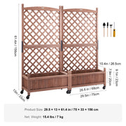 Bild in Galerie-Viewer laden, Amocart Wood Planter with Trellis Outdoor Raised Garden Bed with Drainage Holesfor Vine Climbing Plants Flowers in Garden