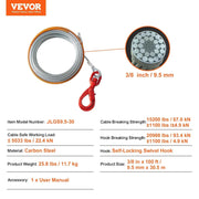 Load image into Gallery viewer, SucceBuy 50/75/100ft Galvanized Steel Winch Cable 3/8in Breaking Strength Wire Winch Rope for SUV Large Off-Road Vehicle