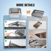 Load image into Gallery viewer, SucceBuy 4" 6" Deep Steam Table Pan 1/2 Size Hotel Pans for chafing 201 Stainless Steel Food Container for Party BBQ Baking - AMOCART