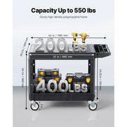 Load image into Gallery viewer, SucceBuy 550 lbs Utility Service Cart Two-Shelf Plastic Hand Dolly Cart with 360° Swivel Wheels for Warehouse Garage Cleaning - AMOCART