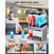 Load image into Gallery viewer, SucceBuy Commercial Frozen Drink Maker 15Lx2 Double Tank Slushy Machine 120Cups StainlessSteel Slushie Maker for Home Party Cafe