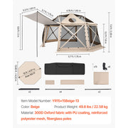 Load image into Gallery viewer, SucceBuy Pop up Gazebo Screen Tent Large Camping Canopy Tent with Removable Top & Carry Bag Quick-Set & Bite-Proof for Backyard