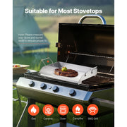 Load image into Gallery viewer, SucceBuy Stainless Steel Griddle Flat Top Rectangular Plate Grill-Top Griddle Pan Gas Grill Griddle for BBQ Portable Cookware