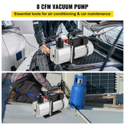 Bild in Galerie-Viewer laden, Amocart 8CFM 2Stage Rotary Vane Professional Vacuum Pump (15Micron 3/4HP 1/4"flare 3/8 SAE 1/2"ACME inlet) for Air Conditioning